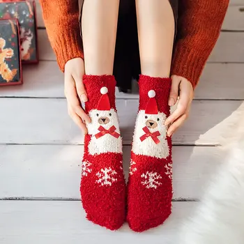 Cutie Cadou Femei De Iarnă Șosete Roșii Papuci De Crăciun Elan Om De Zapada Desene Animate Tub Bărbați Sosete Set De Cadouri Pentru Sărbătorile Popsocket