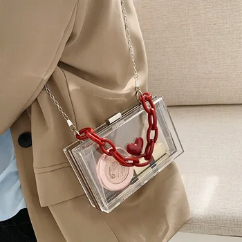 Cutie transparentă Pătrat geanta Crossbody 2020 Noi de Moda de Înaltă calitate Femei Geantă de mână de Designer Lanț Tote Umăr Geanta Messenger
