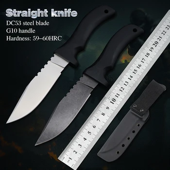 Cutit drept DC53 oțel tactice cuțit fix lamă de cuțit în aer liber camping briceag EDC instrumente cuțite de vânătoare, cuțite de supraviețuire