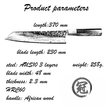 Cutite de Bucatarie japonez Manual Chef lui Cuțit de 3 Straturi AUS-10 Oțel Japonez 9 inch Kiritsuke Feliere Carne de Pește Instrumente de Gătit