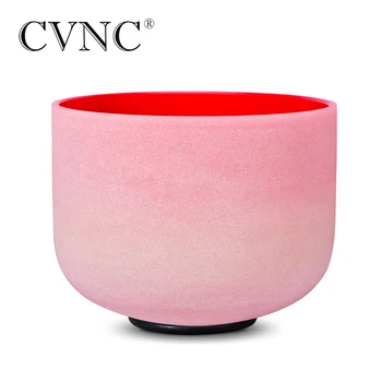 CVNC 8 Inch C Rădăcină 440Hz 432Hz Roșu Curcubeu Chakra Cuarț de Cristal Cântând Bowl