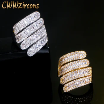 CWWZircons de Lux din Dubai Aur, Argint Culoare Cubic Zirconia Mare Redimensionabilă Inel pentru Femei Cocktail Accesorii Bijuterii R166