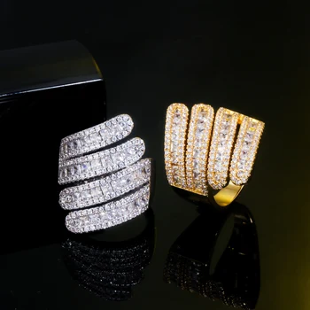 CWWZircons de Lux din Dubai Aur, Argint Culoare Cubic Zirconia Mare Redimensionabilă Inel pentru Femei Cocktail Accesorii Bijuterii R166