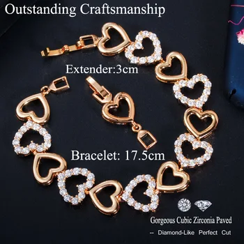 CWWZircons Romantic 585 Aur Cubic Zircon Brățară pentru Femei Dragoste în Formă de Inimă la Modă Bratara Prietena Cadouri Bijuterii CB204