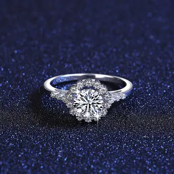 CZCITY 1ct Moissanite-Flori de Diamant în Formă de Bijuterii Fine pentru Femei Argint 925 Nunta Logodna Inel de Promisiune MSR-015