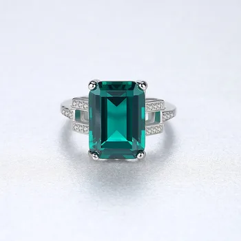 CZCITY Rafinat de Argint 925 Inele Pentru Femei Emerald Cut de Mari Dimensiuni Inel de Logodna cu Design Geometric Bijuterii