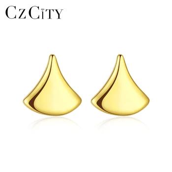 CZCITY Solid Pur Aur de 14k Picătură de Apă Stud Eaarings pentru Femei Aniversarea de Aur Galben, Bijuterii Fine Au585 Brincos E14052