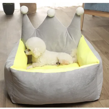 Câine de companie Confortabil Respirabil Pat Solid Spălare de Mână Forma Coroanei Canapea de Mici Mijlocii Mari Câini Pisici DB714