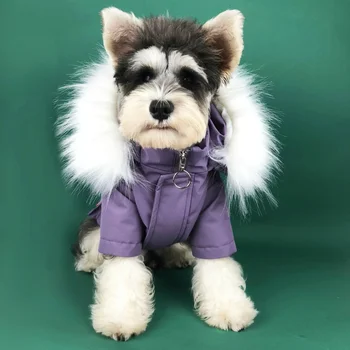 Câine Se Răcească În Jos Jacheta Câini Catelus Snowsuit Cald Iarna Guler De Blană Îmbrăcăminte Pulover Schnauzer Bulldog Hoodie Coat Dropshipping