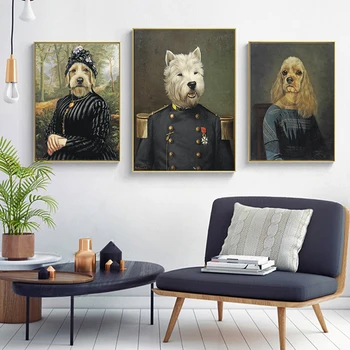 Câine în Uniformă Militară Ulei Tablouri Print pe Panza, Postere de Arta, Printuri Și Câini Minunate de Arta de Perete Poze Casa de Decorare Perete
