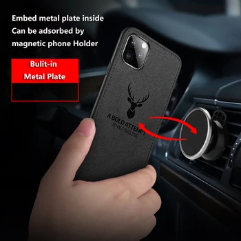 Cârpă fierbinte Textura Cerb 3D Moale TPU Magnetic Mașină de Caz Pentru IPHONE 11 Pro Max Built-in Magnet Placa de Caz Pentru iPhone 11 Pro Max Acoperi