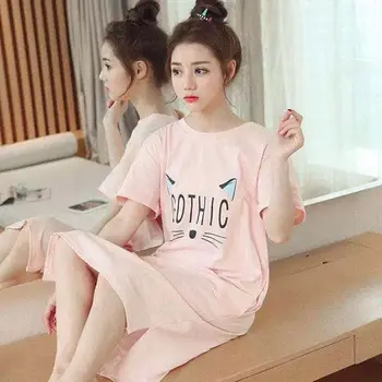 Cămăși de noapte pentru Femei Printed Side-slit Elegant Drăguț desen Animat Plus Dimensiunea Vrac Chic Dulce Stil coreean Femei Sleepshirts Homewear