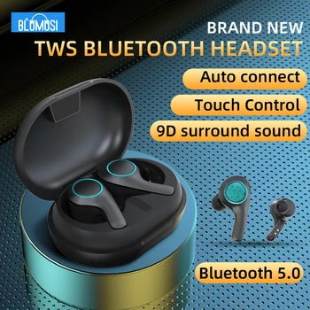 Căști fără fir, Căști Bluetooth 5.0 TWS setul cu Cască Stereo Bass Earbud Telefon cu Touch Control Microfon pentru Sport