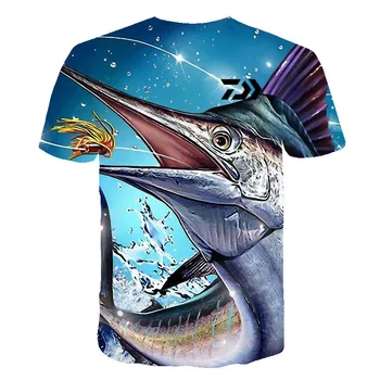 DAIWA Tricou de Vară Om Maneci Scurte de Pescuit, Îmbrăcăminte Sport în aer liber Respirabil Pescuit-Haine barbati plaja imprimate T-shirt de Sus