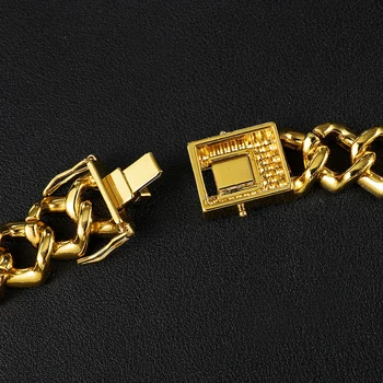 D&Z 20mm Iced Out Cubanez Link-ul Lanț Colier Hip hop Bijuterii de Aur de Argint de Culoare Stras CZ Incuietoare pentru Barbati Rapper Coliere Li