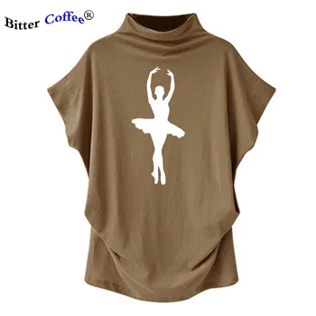 Dansatoare de balet Tricou de Vara NOI Batwing Maneca print T-Shirt Femei Casual cu Guler din Bumbac Tricouri Topuri Plus Dimensiune