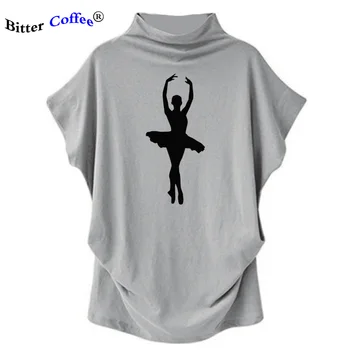Dansatoare de balet Tricou de Vara NOI Batwing Maneca print T-Shirt Femei Casual cu Guler din Bumbac Tricouri Topuri Plus Dimensiune