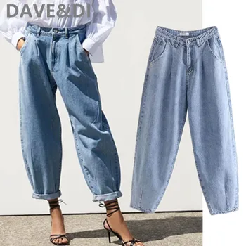 Dave&Di anglia vintage high street vrac harem mama jeans femei blugi talie mare cutat Nap pantaloni de blugi boyfriend pentru femei