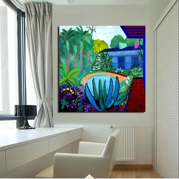 David Hockney Jardin Tropical Arta De Perete, Panza Pictura, Postere, Printuri Moderne, Pictura Perete Imagine Pentru Camera De Zi Decor Acasă