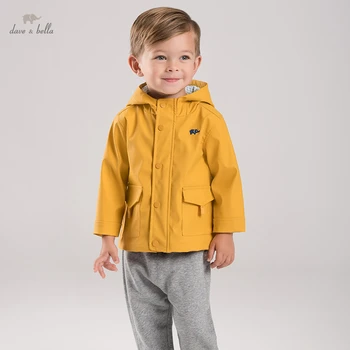 DBA16189 dave bella primăvară baieti moda solidă buzunare haina cu gluga pentru copii topuri infant toddler îmbrăcăminte exterioară