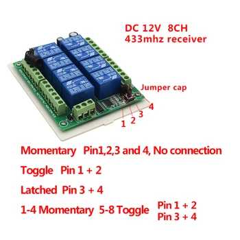 DC 12V 8CH canal RF Wireless de la Distanță Comutator de Comandă & Control de la Distanță Sistemul receptor + transmițător 8CH Releu 433MHz