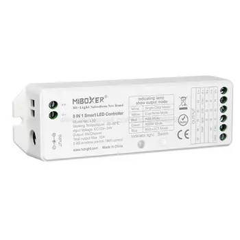 DC12V 24V 15A Miboxer LS2 5 in 1 Smart LED Controler pentru o Singură Culoare, CCT, RGB, RGBW, RGB+CCT Benzi cu LED-uri 2.4 G Wireless de la Distanță