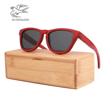 De bambus din lemn de bambus red retro ochelari de lux ochelari de soare polarizat ochelari de soare pentru femei Brand Designer de ochelari de soare cadou de Vacanță