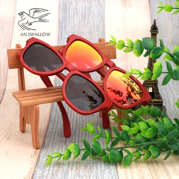 De bambus din lemn de bambus red retro ochelari de lux ochelari de soare polarizat ochelari de soare pentru femei Brand Designer de ochelari de soare cadou de Vacanță