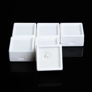 De Bijoux 35pcs Pătrat de Plastic Alb CZ Diamant Cutie de Bijuterii Margele/Stud Cercel Afișa Caseta de Caz Vitrina 1x1