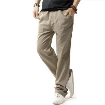 De Brand Nou de Lenjerie de Vara Pantaloni Casual Barbati Solid Subțire Respirabil Joggeri In pantaloni de Trening de Bumbac de Dimensiuni Mari M-XXXXL Pantaloni Drepte