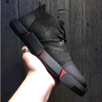 De brand nou de înaltă calitate, toate negre de piele pentru bărbați skateboard pantofi de moda respirabil pantofi de sport de moda pantofi plat adidași bărbați