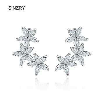 De Brand nou SINZRY AAA zircon cubic de cinci frunze floare design clasic genial sweety cercei stud pentru femei