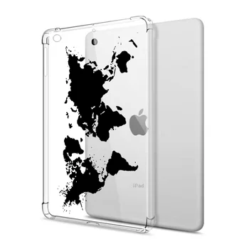 De caz pentru iPad 10.2 10.5 în iPad Air 3 Harta Lumii Cazuri Silicon Transparent Colțurile Întărite Soft Cover pentru iPad Mini 1 2 3 4 5