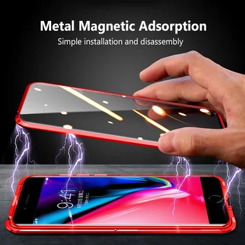 De caz Pentru iPhone SE 2020 Caz de Lux Dual Sticla Metal Magnetic Capac Greu Pentru iPhone SE2 SE 2 Caz Bara de protecție de Protecție