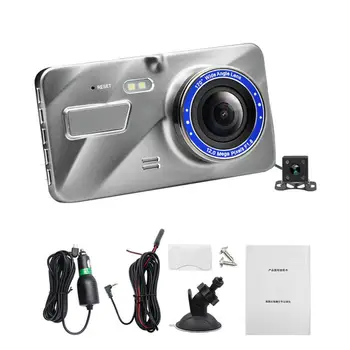 De conducere Recorder Dash Cam HD de 4 Inch Dual Lens Imagine 1080P, Unghi Larg de Bord Cam DVR Auto Suport Camera video de mers înapoi Parcare Monitor