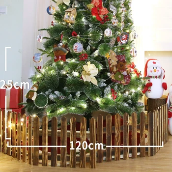 De crăciun Decorativ Portabil Gard din Lemn pentru Casa in Miniatura Gradina/ Pom de Crăciun/ Petrecere de Nuntă, Alb/ Maro