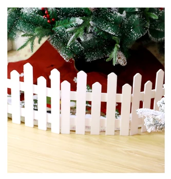 De crăciun Decorativ Portabil Gard din Lemn pentru Casa in Miniatura Gradina/ Pom de Crăciun/ Petrecere de Nuntă, Alb/ Maro