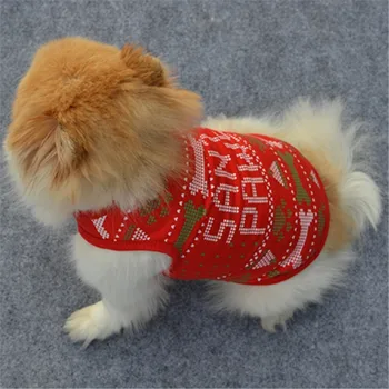 De crăciun, Haine de Câine Vestă Amprenta Câini Imbracaminte pentru animale de Companie Mici Costumele Drăguț, Cald, Moale, Primăvară, Toamnă Băiat Roșu Ropa Para Perro