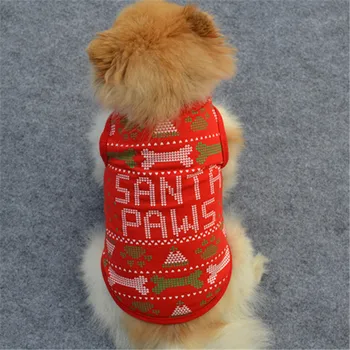 De crăciun, Haine de Câine Vestă Amprenta Câini Imbracaminte pentru animale de Companie Mici Costumele Drăguț, Cald, Moale, Primăvară, Toamnă Băiat Roșu Ropa Para Perro