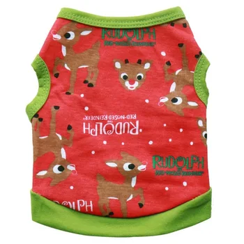 De crăciun, Îmbrăcăminte pentru animale de Companie de Desene animate Haine pentru Câine Vestă Câini de talie Mică Costum Elan de Imprimare Cerb Drăguț Primavara Toamna în Roșu Guler Perro