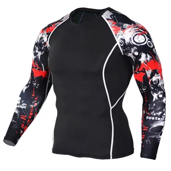 De iarnă pentru Bărbați T-shirt, Bluze cu maneca lunga termică Tricotaje 3D Flori brațul Umiditate wicking Trening de Compresie Sport jogging