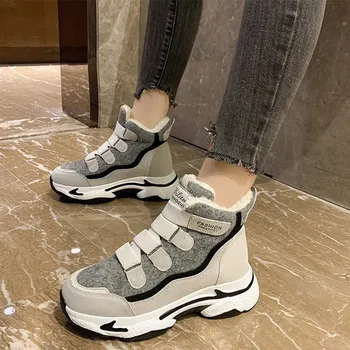 De iarnă pentru Femei Adidași Pantofi Platforma Groasa de Moda Casual Pantofi pentru Femeie Cizme de Pluș Cald Încălțăminte Femei Cârlig Buclă de sex Feminin Pantofi