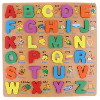 De lemn Litere mari Blocuri de Puzzle Bord Dezvoltare Jucărie pentru Copii mici Alfabet ABC Jucării de învățare Educație Timpurie Matematica Jucarii
