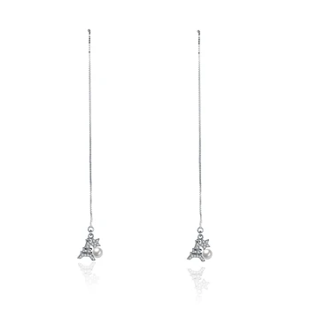 De lux Argint 925 Geometrice Turnul Eiffel AAA Zircon Stone Lung Picătură Cercei pentru Femeile Sterling Argint Bijuterii