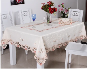 De lux brodate masă masă masă masă acoperire pânză flori de nunta trandafir rosu floare scaun de acoperire cafea, masă 1018