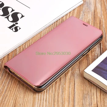 De lux Clar 360 Plin Proteja Flip Cover Pentru Samsung Galaxy S6 S7 Edge S8 S9 Plus SM-G965F/DS Nota 5 8 Duos Oglindă Caz de Telefon