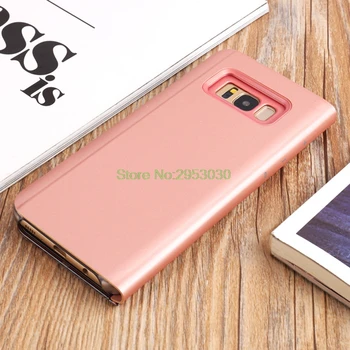 De lux Clar 360 Plin Proteja Flip Cover Pentru Samsung Galaxy S6 S7 Edge S8 S9 Plus SM-G965F/DS Nota 5 8 Duos Oglindă Caz de Telefon
