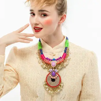 De lux Coarda Lanț Mare Indesata Declarație Șirag de mărgele Pandantiv Handmade Colier de Perle pentru Femei de Moda New Sosire Brand Colier