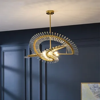 De lux Cristal Candelabru de Sticlă de Mese, Camera de zi Postmodern LED-uri de Iluminat Suspendate de Prindere Aur Dormitor Restaurant Designer Lampa