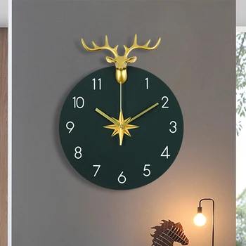 De lux de Mari dimensiuni Ceas de Perete cu Pendul Cerb Nordic Negru Creative Tăcut Camera de zi Ceas de Perete Reloj De Pared Decor Acasă Ceas DA60WC